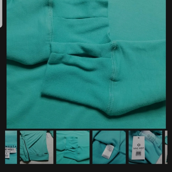 Nine West Active- Teal Sweatshirt with fishnet accent mid-sleeve. - Picture 6 of 9